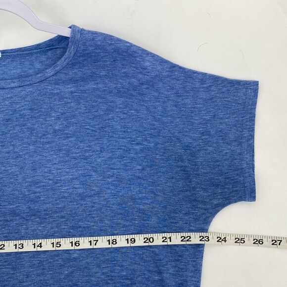 Womens Scoop Neck Short Sleeve Side Button Accent Pullover Top Tee Blue Size 2XL - Picture 6 of 7